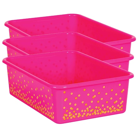 Pink Confetti Large Plastic Storage Bin, PK3